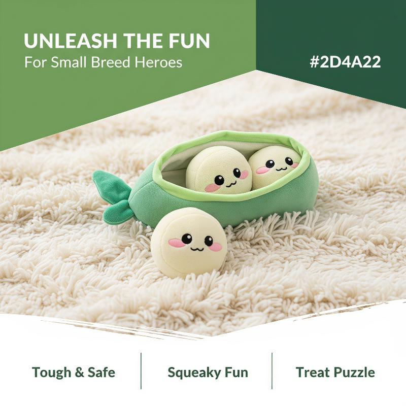 Interactive Squeaky Plush Dog Toy - 1 Stück Kleines Hundespielzeug in Erbsenform
